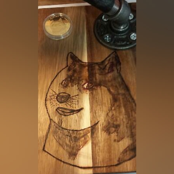 New Dogecoin Rocket Lamp Commemorative Coin & Doge Wood Burning Art To The Moon - Picture 5 of 10